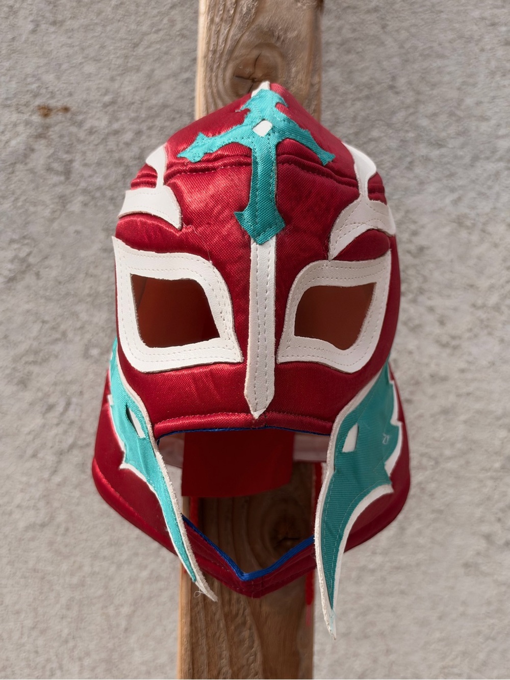 Red and Teal Lucha Libre Costume Mask